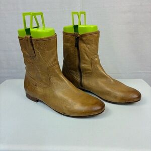 Frye Jillian Short Zip Boots Tan Leather 11